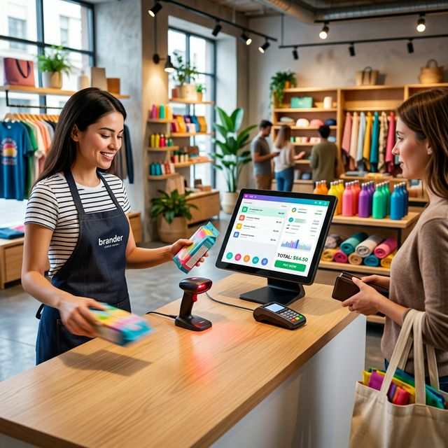 A cashier quickly scanning items at a SmartBill terminal